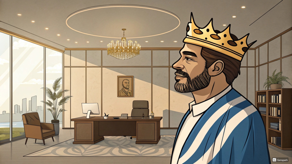 A peaceful conqueror crowned icon representing-1754315160177.
